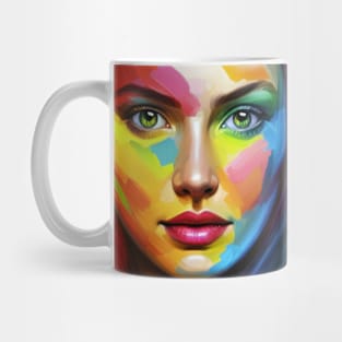 Rainbow girl, Colorful portrait, Rainbow colors, Vibrant personality Mug